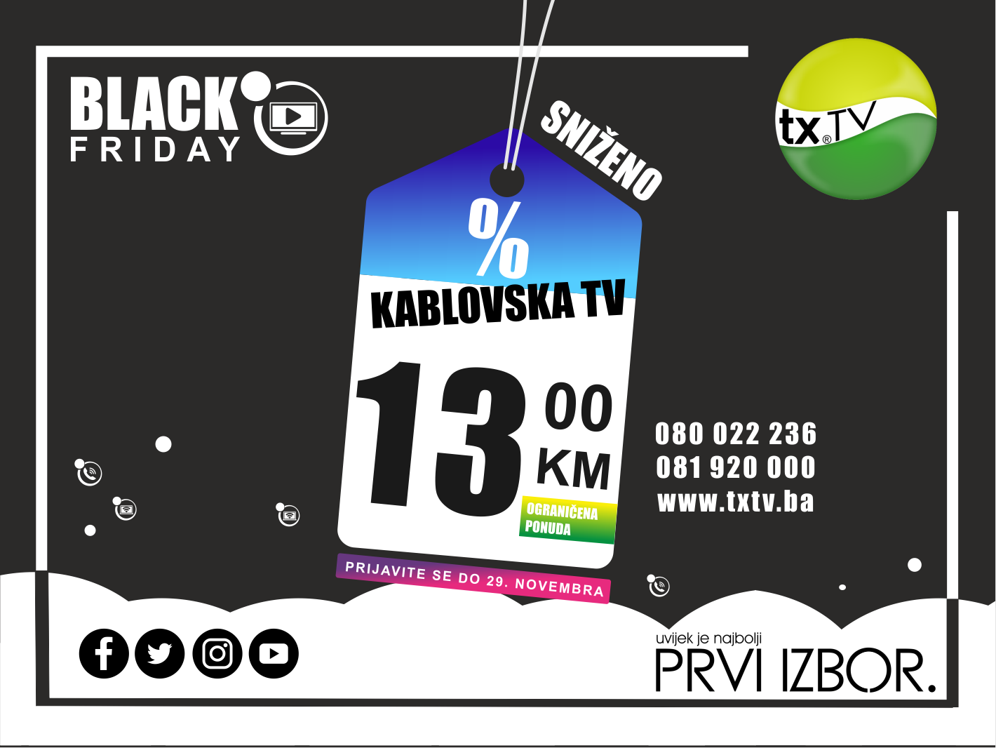Black Friday u TXtv-u: kablovska samo 13KM!